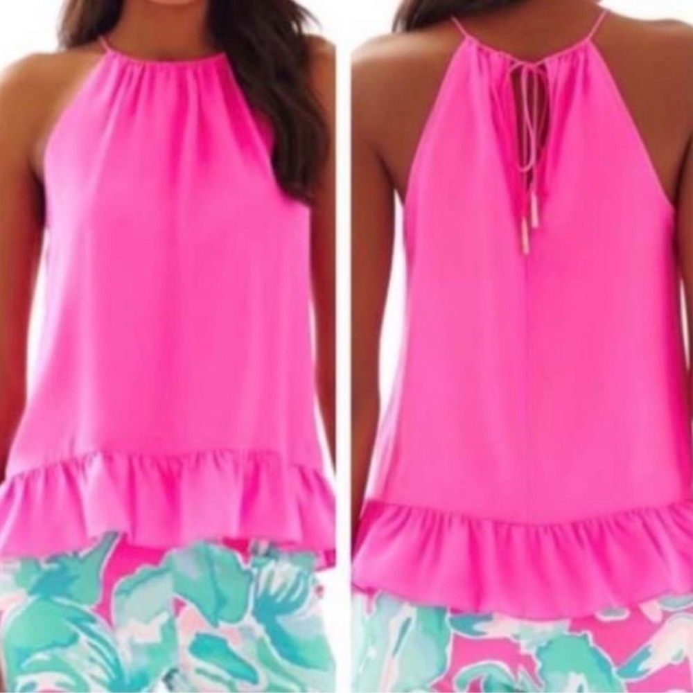 Lilly Pulitzer Bright Pink Halter Top STAINS